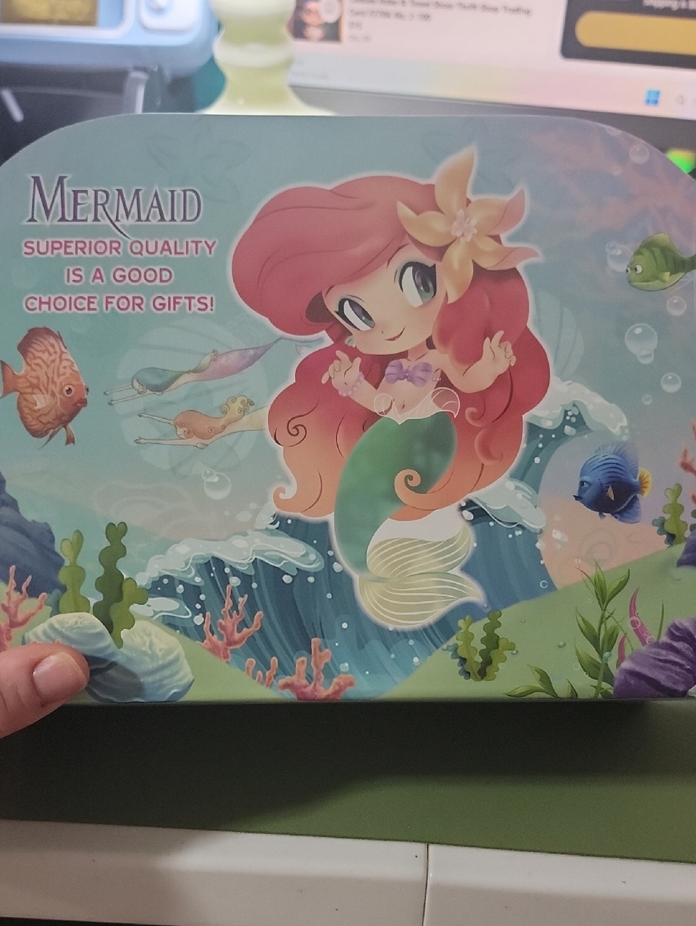 Mermaid Tin Box with Cute Mermaid Artwork Tea Set